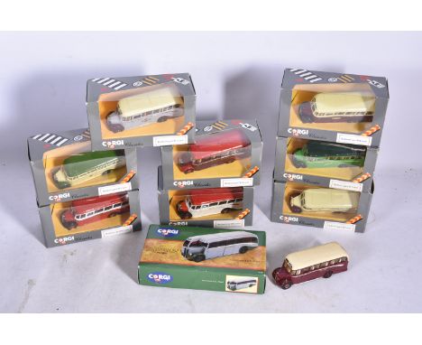 Corgi Classics OB and Regal Coaches, Corgi Classics (grey box) Bedford OBs in various liveries (9) one unboxed and a 97180 AE