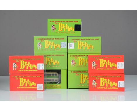 Britbus 1:76 Scale Double Deck Buses, a limited edition bubble packed/boxed group all with card sleeves, comprises Guy Arab G