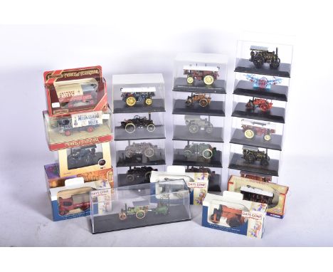 Modern Diecast Vintage Live Steam Models, a boxed/cased collection of steam driven vintage vehicles, includes Oxford Diecast 