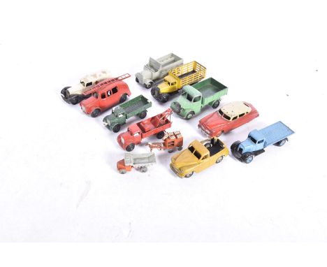 Collection of 1950's repainted playworn Dinky Commercial Vehicles,   25f Market Gardeners Lorry, 25c Flatbed Lorry (original 