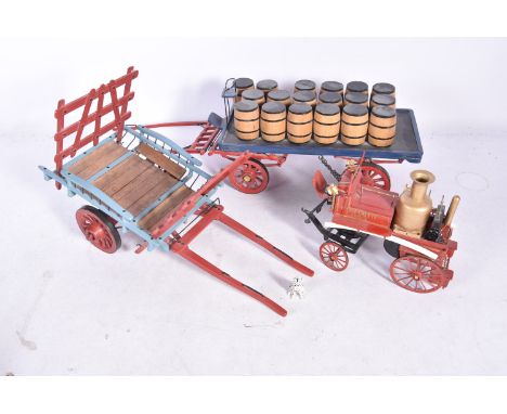 Plastic and wood large scale Horse Drawn Models, approx. 1:10 scale plastic eight horse drawn Budweiser Dray on plastic base,