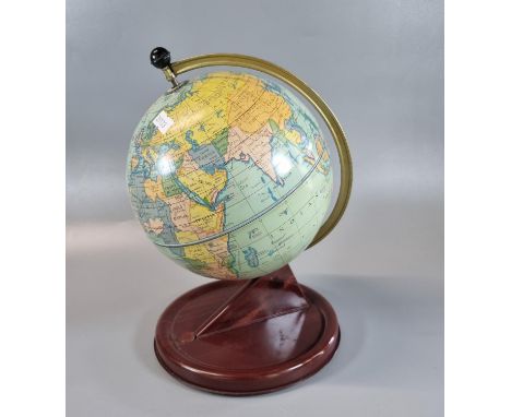 Chad Valley printed metal school type table globe.  28cm high approx.  (B.P. 21% + VAT) 