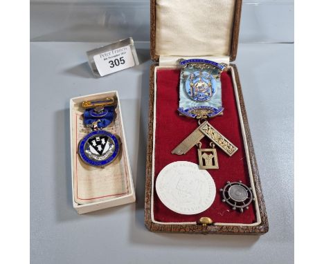 Masonic regalia - two silver and enamel Stewards' medals, Royal Masonic Institution for Boys and Quartus - 1924 Prometheus Lo