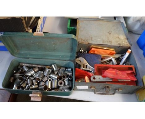 Two tool boxes containing sockets, spanners and other tools.  (2)   (B.P. 21% + VAT) 