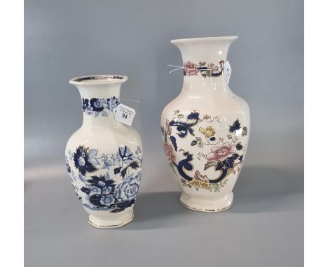 Mason's Ironstone Mandalay vase.  31cm high approx. together with a Mason's Ironstone Sapphire vase 26cm high approx.  both i