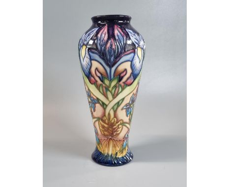 Modern limited edition Moorcroft tube-lined 'Geneva' (Gentian) vase, designed by Philip Gibson, impressed and painted marks t