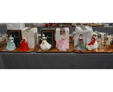 Three trays of boxed Royal Doulton figures to include: 'Victorian Christmas' HN4675, 'Just For You' HN4236, 'Christmas Day' H
