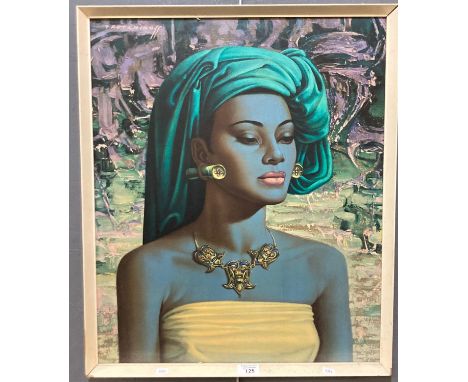After Vladimir Tretchikoff, 'Balinese Girl', coloured print.  59x50cm approx.  Framed.  (B.P. 21% + VAT) 