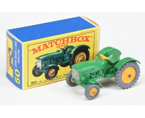 Matchbox Regular Wheels 50b John Deere Lanz Tractor -  with grey plastic tyres - Near Mint apart from small pen mark on base 