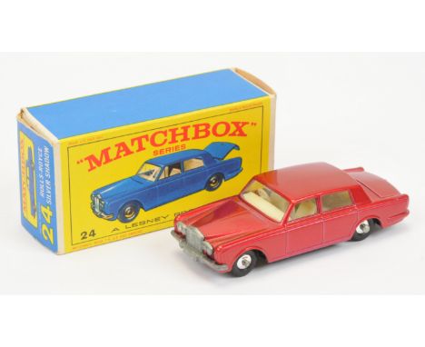 Matchbox Regular Wheels 24c Rolls Royce Silver Shadow - metallic light red body, clear windows, ivory interior, gloss black b