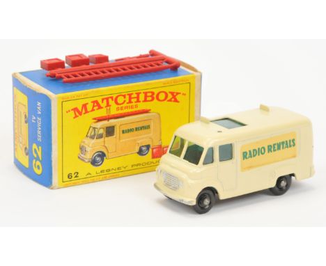 Matchbox Regular Wheels 62b Commer TV Service Van "Radio Rentals" - Stannard Code 9 - short ladder rests, turquoise green win