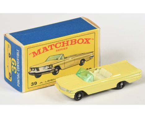 Matchbox Regular Wheels 39b Pontiac Bonneville Convertible - primrose yellow body with silver trim to grille & headlamps only