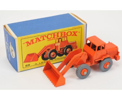 Matchbox Regular Wheels 69b Hatra Tractor Shovel - Stannard Code 1 - orange body & shovel without brace, type A base, orange 
