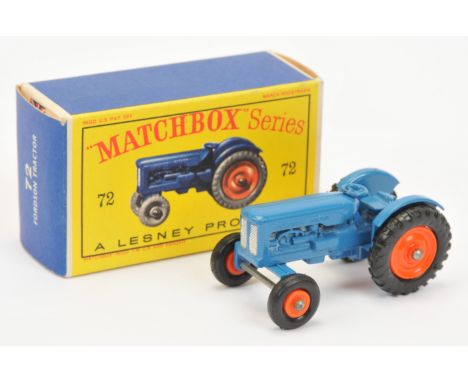 Matchbox Regular Wheels 72a Fordson Major Tractor - blue body with silver grille, orange plastic hubs with black tyres - Near