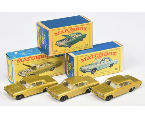 Matchbox Regular Wheels 36c Opel Diplomat group (1)&nbsp; metallic gold body with silver grille, chrome engine, clear windows