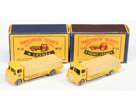 Matchbox Regular Wheels 2 x 51a Albion Chieftain Cement Truck - both are yellow body with "Blue Circle Portland Cement" decal