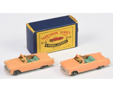 Matchbox Regular Wheels 2 x 39a Ford Zodiac Convertible (1) pale salmon pink type C body with casting pips & flat windscreen 