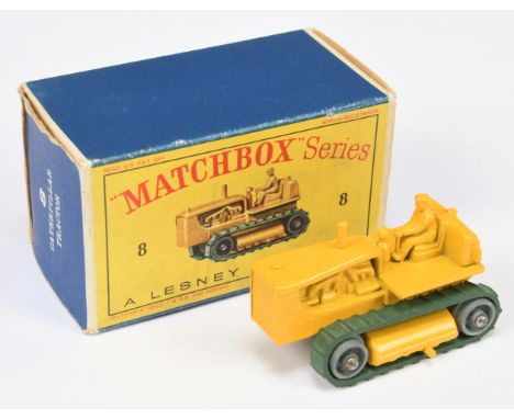 Matchbox Regular Wheels 8c Caterpillar Tractor - yellow body, type A base with model number 18 cast, metal rollers with origi