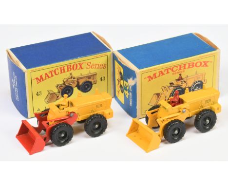 Matchbox Regular Wheels 2 x 43b Aveling Barford Tractor Shovel (1) orange-yellow body and shovel, dark red driver and base, c