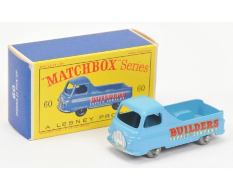 Matchbox Regular Wheels 60a Morris J2 Pick-up Truck - Unlisted Stannard Code - light blue body without rear silver trim & wit