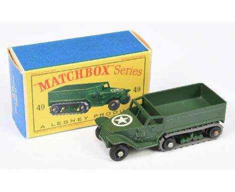 Matchbox Regular Wheels 49a US Army Half Track - Stannard Code 15 - matt military green body, type D riveted base, 10 x 36-tr