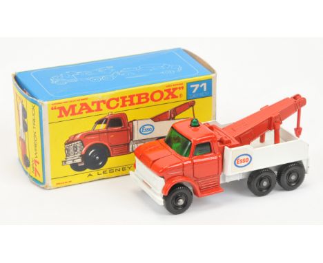 Matchbox Regular Wheels 71c Ford Esso Heavy Wreck Truck - red cab & jib with red hook, dark green windows & roof light, small