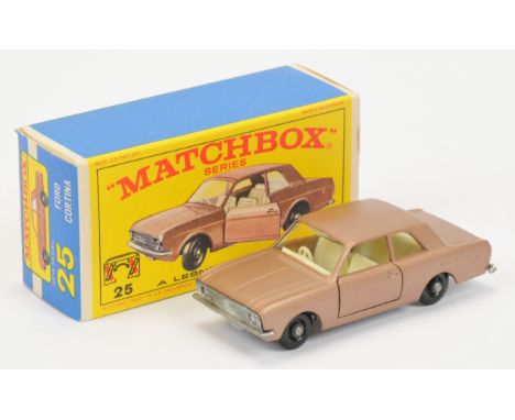 Matchbox Regular Wheels 25d Ford Cortina Unlisted variation - metallic light brown body (satin finish), ivory interior, glazi