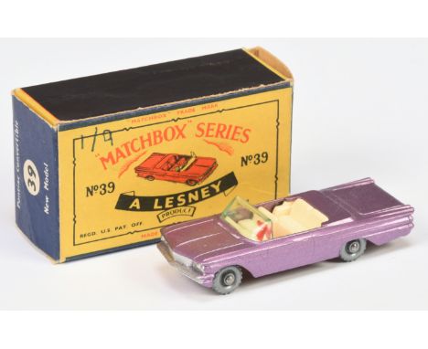 Matchbox Regular Wheels 39b Pontiac Bonneville Convertible - Stannard Code 1 - metallic purple body, pale green windscreen, c