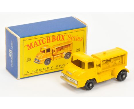 Matchbox Regular Wheels 28b Ford Thames Trader Compressor Truck -&nbsp; yellow body with rear silver trim, type C compressor 