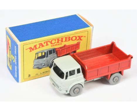 Matchbox Regular Wheels No.3b Bedford TK Tipper Truck - light grey cab &amp; chassis without silver trim, red tipper body wit