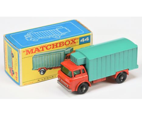 Matchbox Regular Wheels 44c GMC Refrigerator Truck - Stannard Code 5 - red cab & chassis, sea green type C container body wit