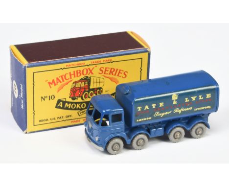 Matchbox Regular Wheels 10c Foden Sugar Container Truck - dark blue body with silver trim, without rear crown decal &amp; wit