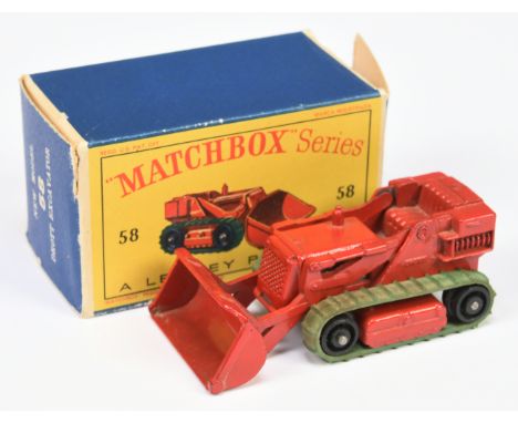 Matchbox Regular Wheels 58b Drott Excavator - red body with cast open hydraulic arms 2mm arms with web braces on base, metall