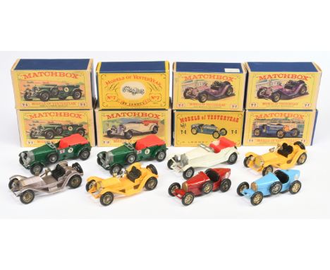 Matchbox Models of Yesteryear Group to include Y5 Bentley - Green, red Seats and Tonneau, racing number 5; another similar wi