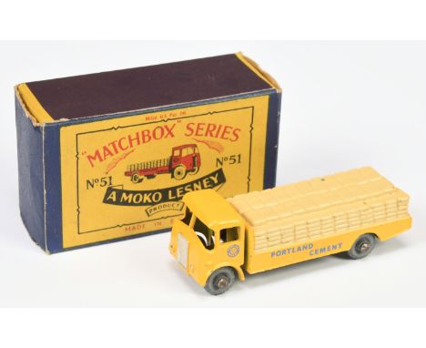 Matchbox Regular Wheels 51a Albion Chieftain Cement Truck "Portland Cement" - yellow body with silver trim, light tan load, s