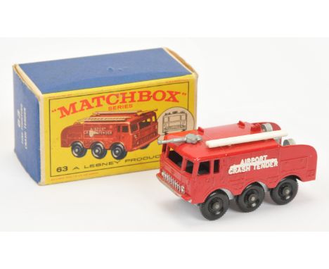 Matchbox Regular Wheels 63b Alvis Salamander Airport Crash Tender - Stannard Code 1 - red body with silver trim, bare metal (
