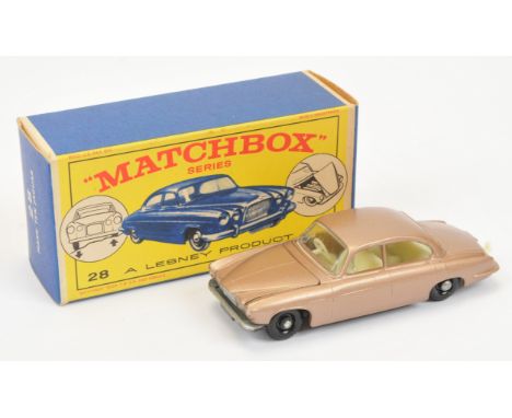 Matchbox Regular Wheels 28c Jaguar Mark 10 - metallic brown body &amp; engine bay, clear windows, ivory interior, gloss black
