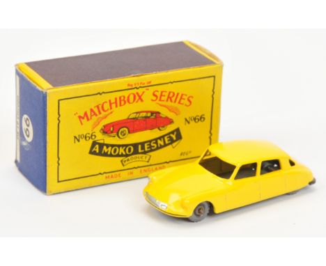 Matchbox Regular Wheels to include 66a Citroen DS19 Stannard Code 2&nbsp; - light yellow body with silver trim, type B roof, 