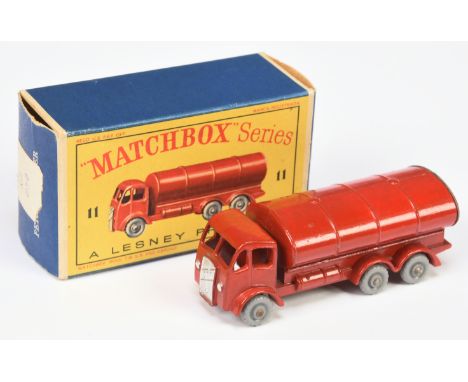 Matchbox Regular Wheels 11b ERF Esso Tanker - red body with mask sprayed silver trim &amp; cab brace, type D base with cast s