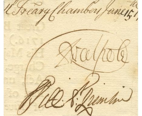 WALPOLE ROBERT: (1676-1745) 1st Earl of Orford. British Statesman, often regarded as the De Facto first Prime Minister of Gre