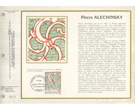 ALECHINSKY PIERRE: (1927- ) Belgian abstract Artist. An attractive F.D.C., signed and inscribed by Alechinsky, one page, oblo