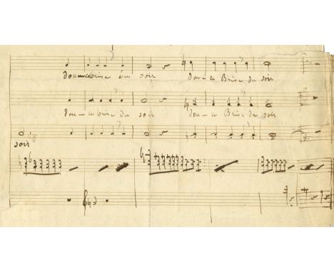 OFFENBACH JACQUES: (1819-1880) German-born French Composer. Autograph Musical Manuscript, unsigned, two pages, oblong 4to, n.