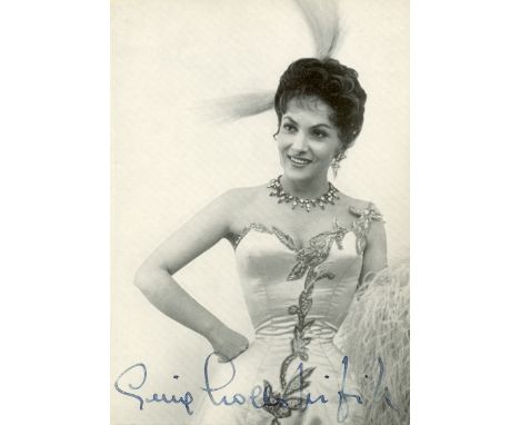 LOLLOBRIGIDA GINA: (1927- ) Italian Actress. Two vintage signed postcard photographs by Lollobrigida, the images depicting th