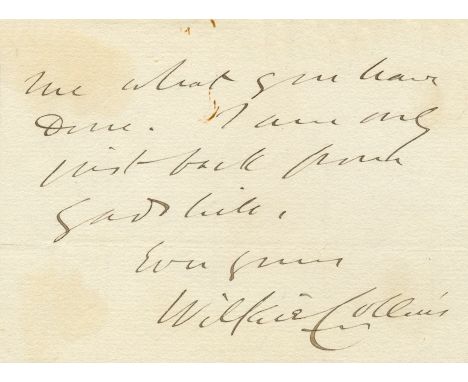 COLLINS WILKIE: (1824-1889) English Novelist and Playwright. His work The Moonstone (1868) is widely considered the first mod