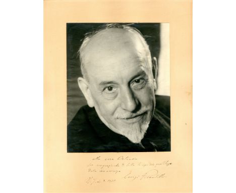 PIRANDELLO LUIGI: (1867-1936) Italian Dramatist and Poet. Nobel Prize in Literature, 1934. An excellent 11 x 14 signed and in