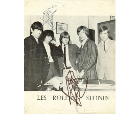 ROLLING STONES THE: English Rock Band. Vintage signed programme photograph by two members of the English rock band. The four 