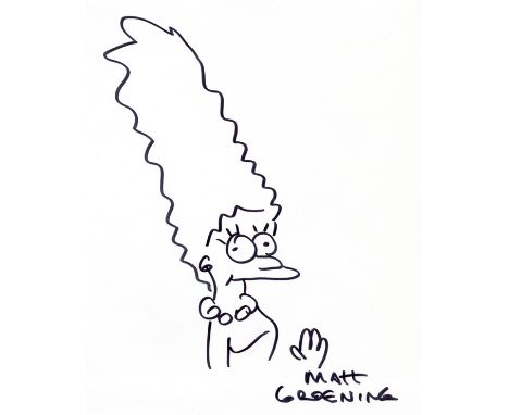 GROENING MATT: (1954- ) American Cartoonist. Creator of the television series The Simpsons. Signed sketch on a 4to drawing pa