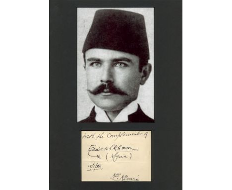 AL KHOURY FARES: (1877-1962) Syrian Statesman and prime Minister 1944-45 & 1954-55. He was the first representative of Syria 