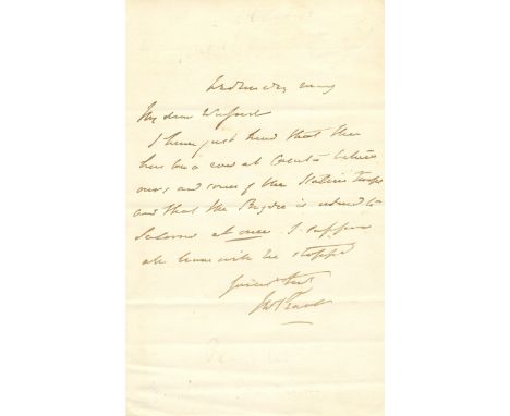 [GARIBALDI GIUSEPPE]: (1807-1882) Italian Military and Political Leader. Small collection of signed cards, A.Ls.S. etc., by v
