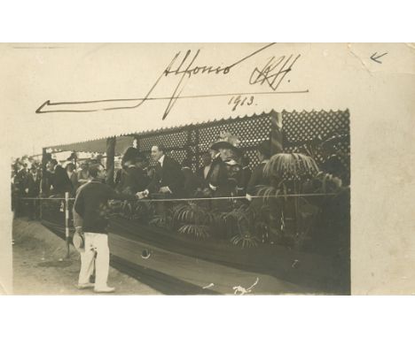 ALFONSO XIII: (1886-1941) King of Spain 1886-1931. Signed postcard photograph `Alfonso R´, by the King of Spain, the image de